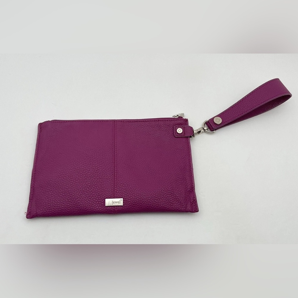 Jewell by Thirty-One Wristlet Clutch Bag Purple Pebbled Faux Leather